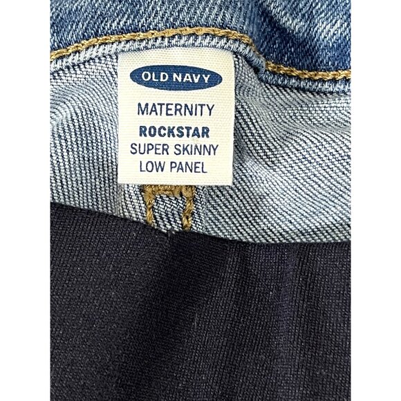 Old Navy Maternity Rockstar Jeans 14L Skinny Fit Low Panel Stretch Denim Blue - Picture 3 of 7